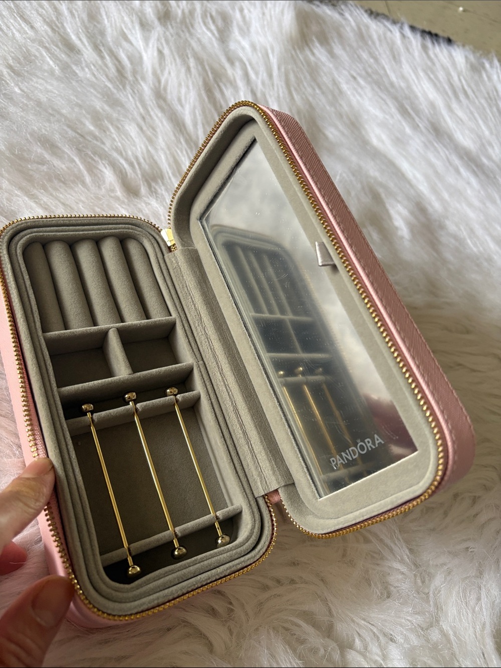 Pandora Pink Jewelry Travel Case with Mirror